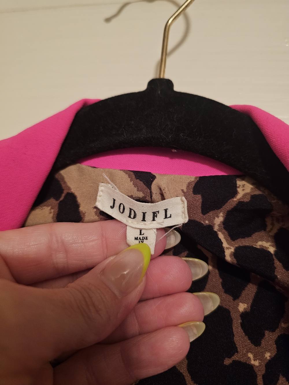 JODIFL Hot Pink Women's Blazer with Leopard Print Lining - Picture 7 of 9